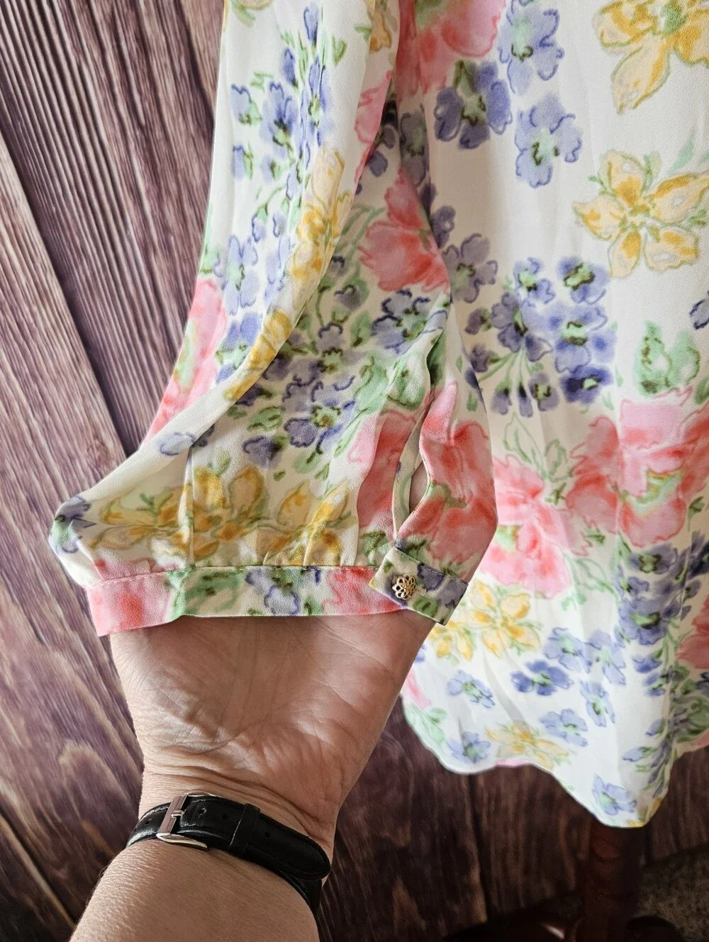 NWT Rose & Olive Georgette Button Front Floral Top Plus Size 1X - Picture 4 of 9
